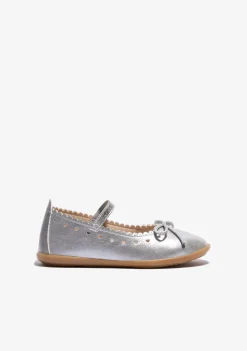 Conguitos Bailarina Lazo Plata^ Zapatos De Ceremonia|Bailarinas