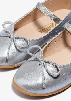 Conguitos Bailarina Lazo Plata^ Zapatos De Ceremonia|Bailarinas