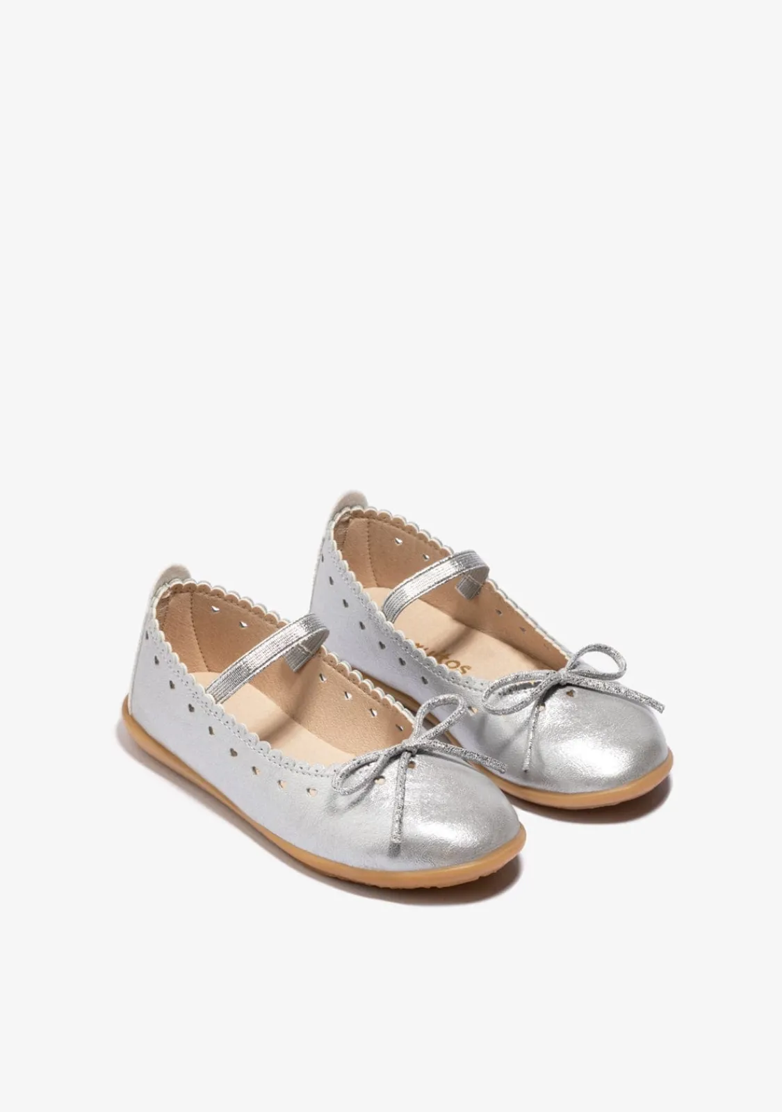 Conguitos Bailarina Lazo Plata^ Zapatos De Ceremonia|Bailarinas