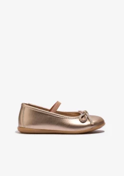 Conguitos Bailarina Lazo Strass Oro^ Zapatos De Ceremonia|Bailarinas