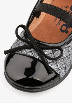 Conguitos Bailarinas De Bebé Acolchado Con Lazo Glitter Plomo^ Bailarinas|Bailarinas