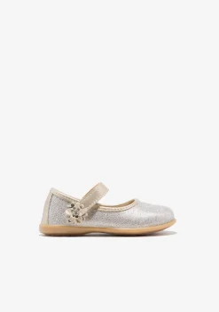 Conguitos Bailarinas De Bebé Flor Glitter Oro^ Bailarinas|Zapatos De Ceremonia