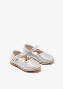 Conguitos Bailarinas De Bebé Flor Glitter Plata^ Bailarinas|Zapatos De Ceremonia