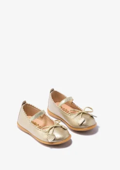 Conguitos Bailarinas De Bebé Metalizado Platino^ Bailarinas|Zapatos De Ceremonia