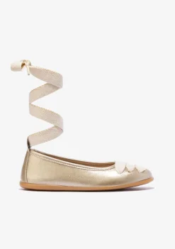 Conguitos Bailarinas De Niña Con Lazo Platino B&W^ Zapatos|Zapatos De Ceremonia