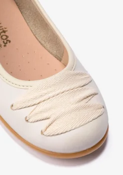 Conguitos Bailarinas De Niña Con Lazo Napa Beige B&W^ Zapatos|Zapatos De Ceremonia