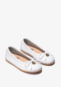 Conguitos Bailarinas De Niña Lazo Blanco Napa B&W^ Zapatos|Zapatos De Ceremonia