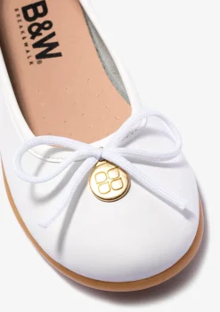 Conguitos Bailarinas De Niña Lazo Blanco Napa B&W^ Zapatos|Zapatos De Ceremonia