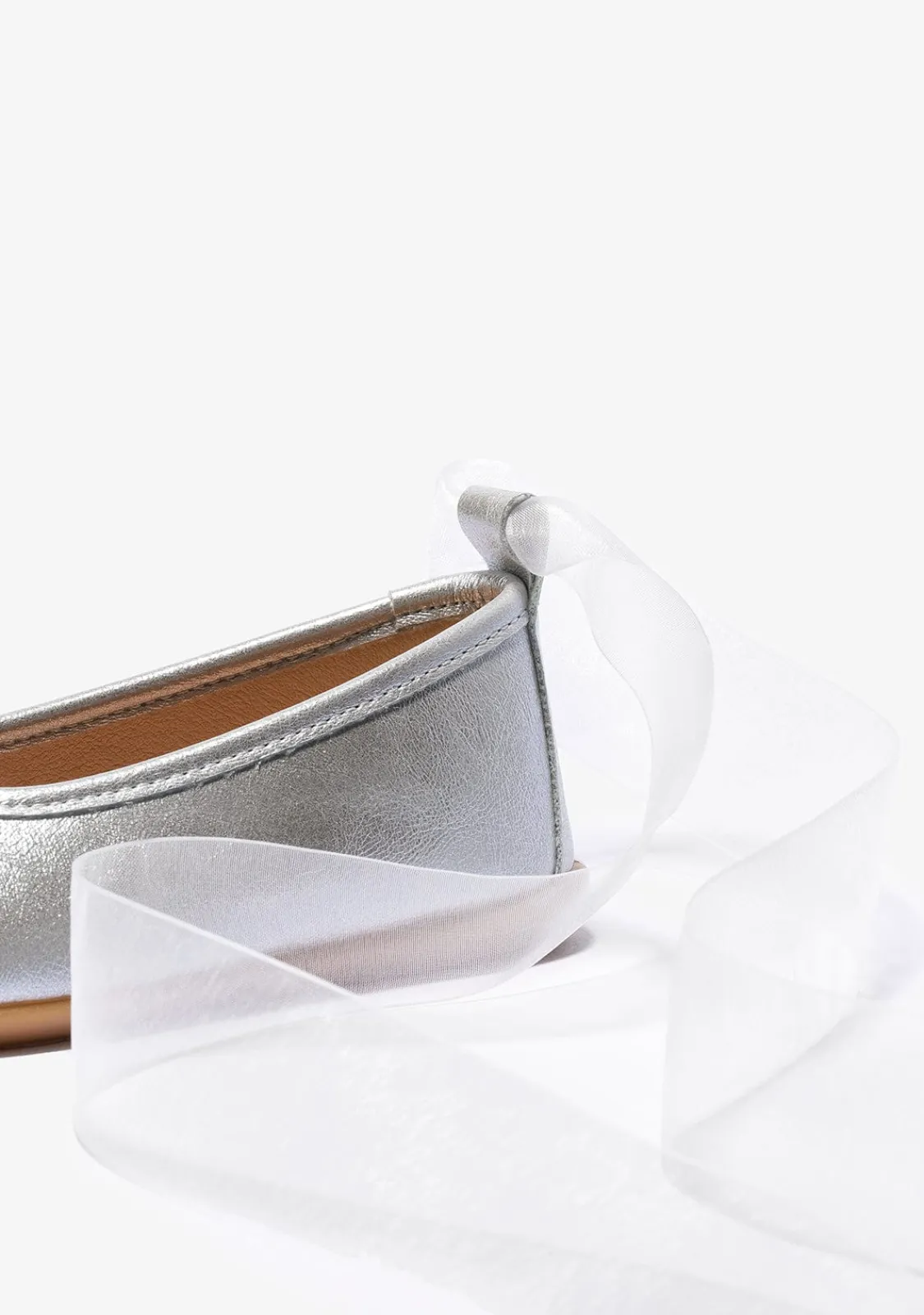 Conguitos Bailarinas De Niña Lazo Metalizado Plata^ Zapatos De Ceremonia|Bailarinas