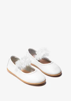 Conguitos Bailarinas De Niña Tul Napa Blanco B&W^ Zapatos|Zapatos De Ceremonia