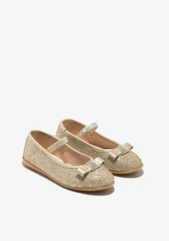 Conguitos Bailarinas Glitter Oro^ Zapatos De Ceremonia|Bailarinas