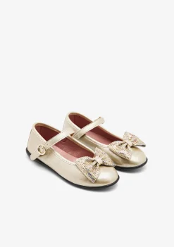 Conguitos Bailarinas Hebilla Lazo Dorado^ Bailarinas|Zapatos De Ceremonia