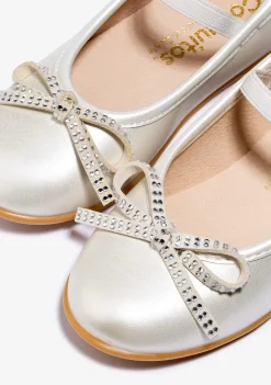 Conguitos Bailarinas Lazo Strass Blanco^ Zapatos De Ceremonia|Bailarinas