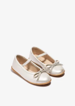 Conguitos Bailarinas Lazo Strass Blanco^ Zapatos De Ceremonia|Bailarinas