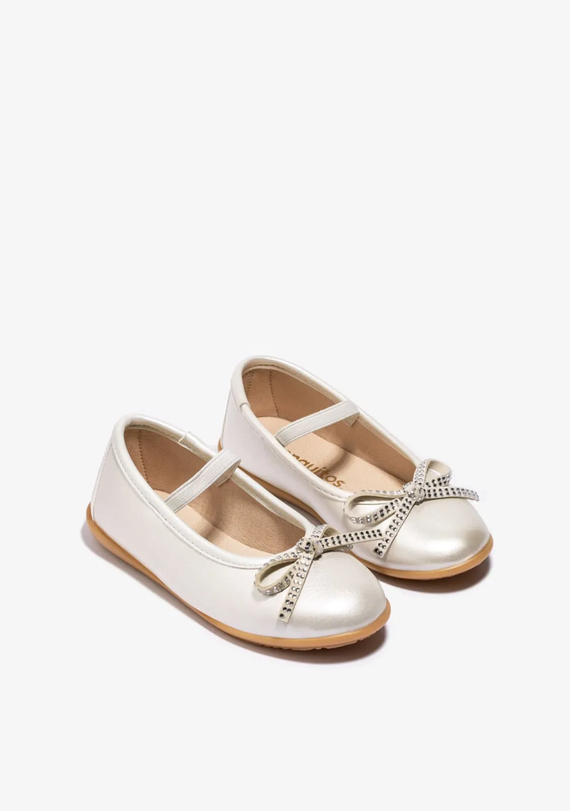 Conguitos Bailarinas Lazo Strass Blanco^ Zapatos De Ceremonia|Bailarinas