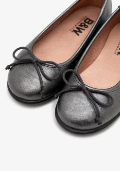 Conguitos Bailarinas Metalizadas Plomo B&W^ Zapatos|Zapatos De Ceremonia