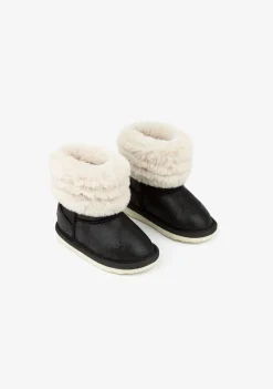 Conguitos Botas Australianas De Bebé Aviador Pelo Negro^ Botas Australianas|Botas