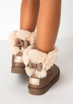 Conguitos Botas Australianas De Niña Strass Bronce B&W^ Botas Australianas|Botas Australianas