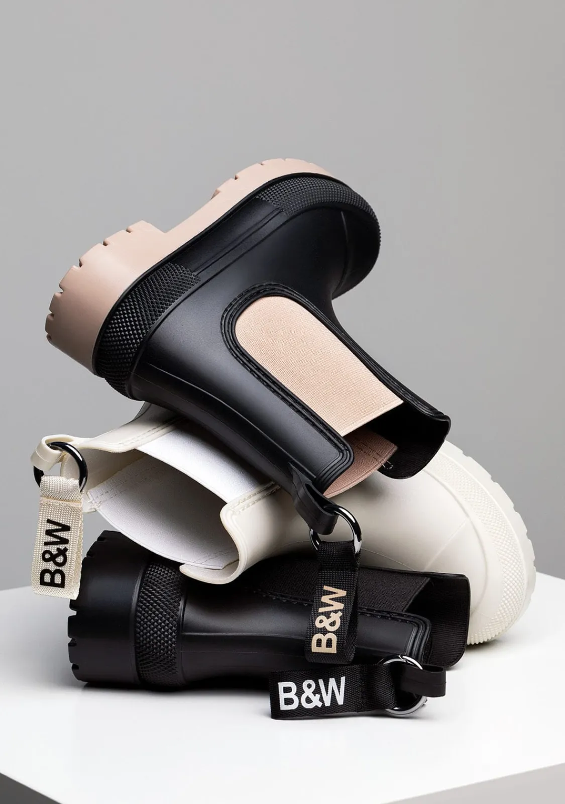 Conguitos Botas De Agua Unisex Negro Beige B&W^ Botas|Botas De Agua