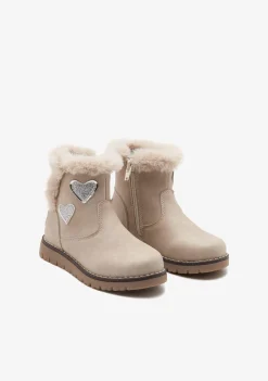 Conguitos Botas De Felpa Beige Con Corazones^ Botas|Botas
