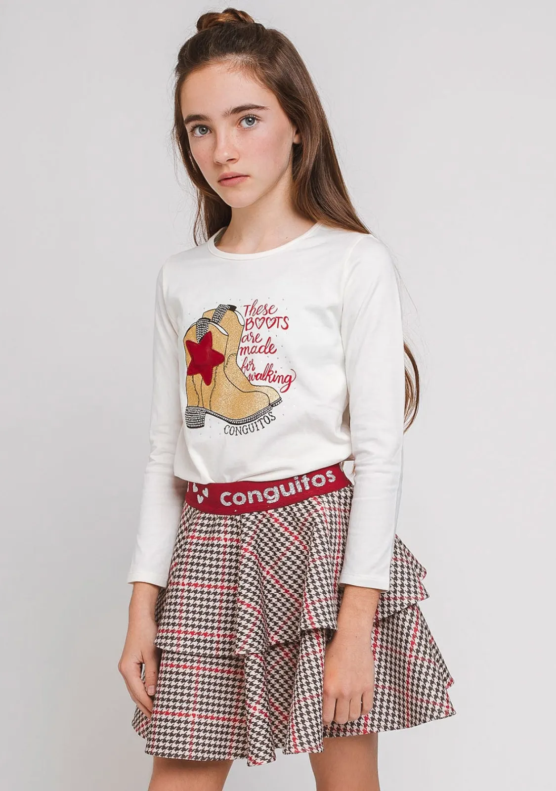 Conguitos Camiseta Con Luz De Niña Botas^ Camisetas|Camisetas Manga Larga