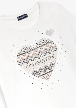 Conguitos Camiseta Corazón Puntos Blanco^ Camisetas|Camisetas Manga Larga