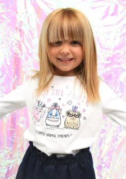Conguitos Camiseta De Niña Animal Friends Blanco^ Camisetas|Camisetas Manga Larga