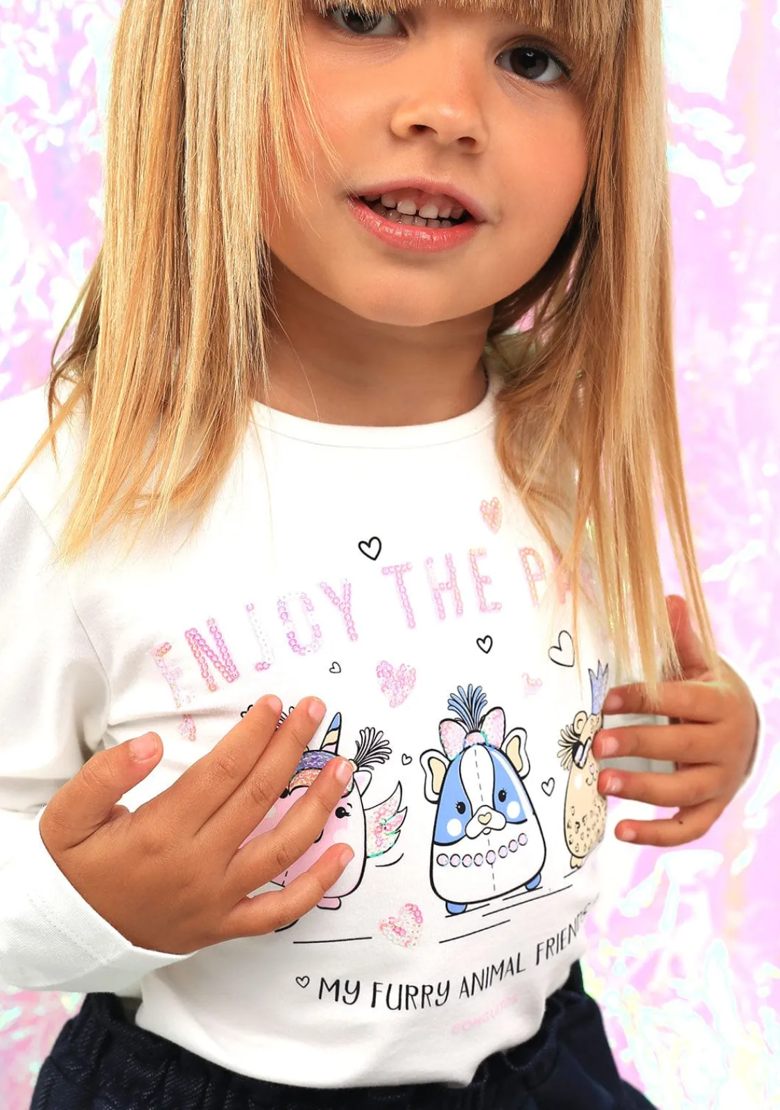Conguitos Camiseta De Niña Animal Friends Blanco^ Camisetas|Camisetas Manga Larga
