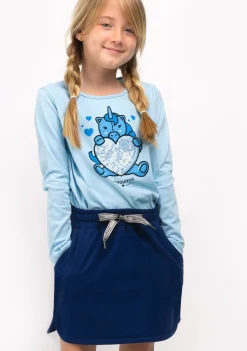 Conguitos Camiseta De Niña Celeste Con Unicornio^ Camisetas|Camisetas Manga Larga