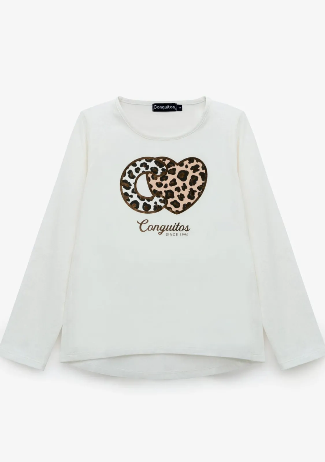 Conguitos Camiseta De Niña Leopardo Blanco^ Camisetas|Camisetas Manga Larga