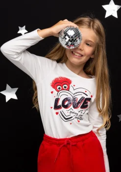 Conguitos Camiseta De Niña Corazón Lentejuelas Blanco^ Camisetas|Camisetas Manga Larga