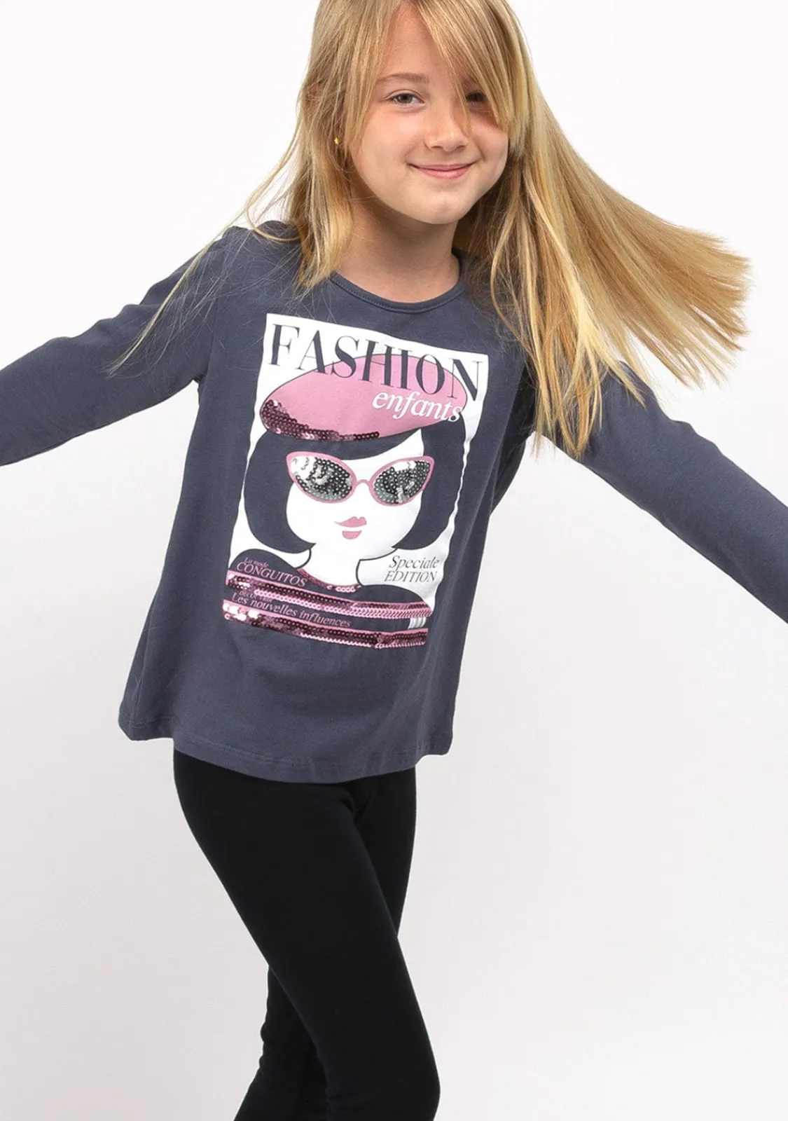Conguitos Camiseta De Niña Fashion Marengo^ Camisetas|Camisetas Manga Larga