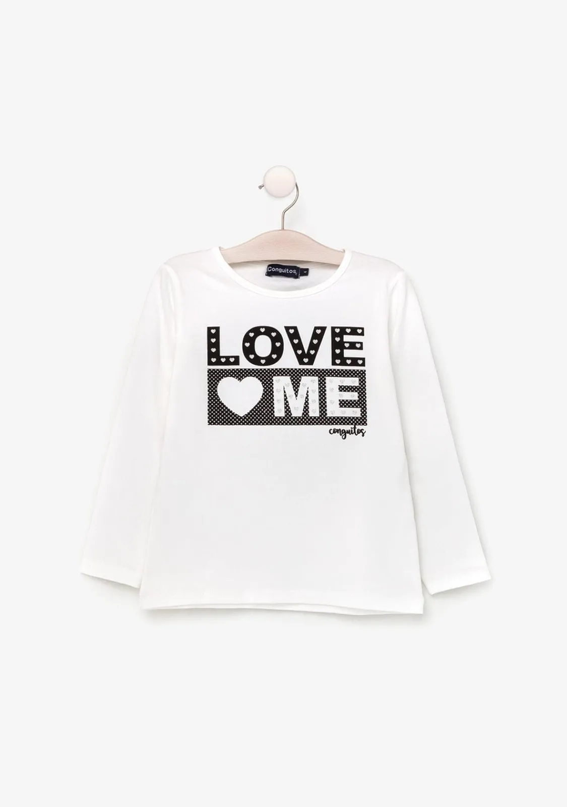 Conguitos Camiseta De Niña Love Me Blanco Con Luz^ Camisetas|Camisetas Manga Larga