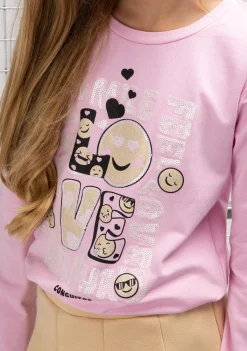 Conguitos Camiseta De Niña LOVE Rosa^ Camisetas|Camisetas Manga Larga