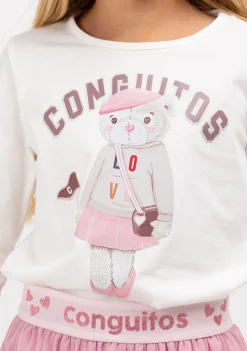 Conguitos Camiseta De Niña Osito University Blanco^ Camisetas|Camisetas Manga Larga