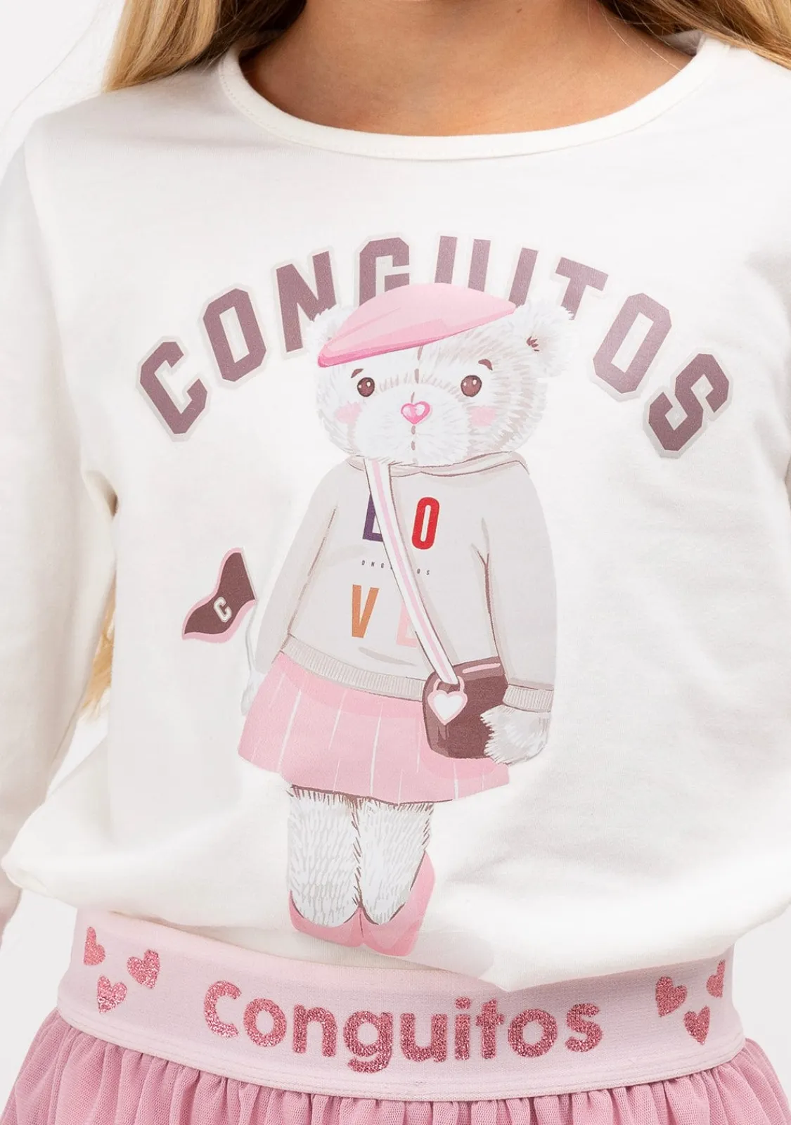 Conguitos Camiseta De Niña Osito University Blanco^ Camisetas|Camisetas Manga Larga