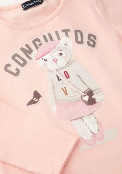 Conguitos Camiseta De Niña Osito University Rosa^ Camisetas|Camisetas Manga Larga