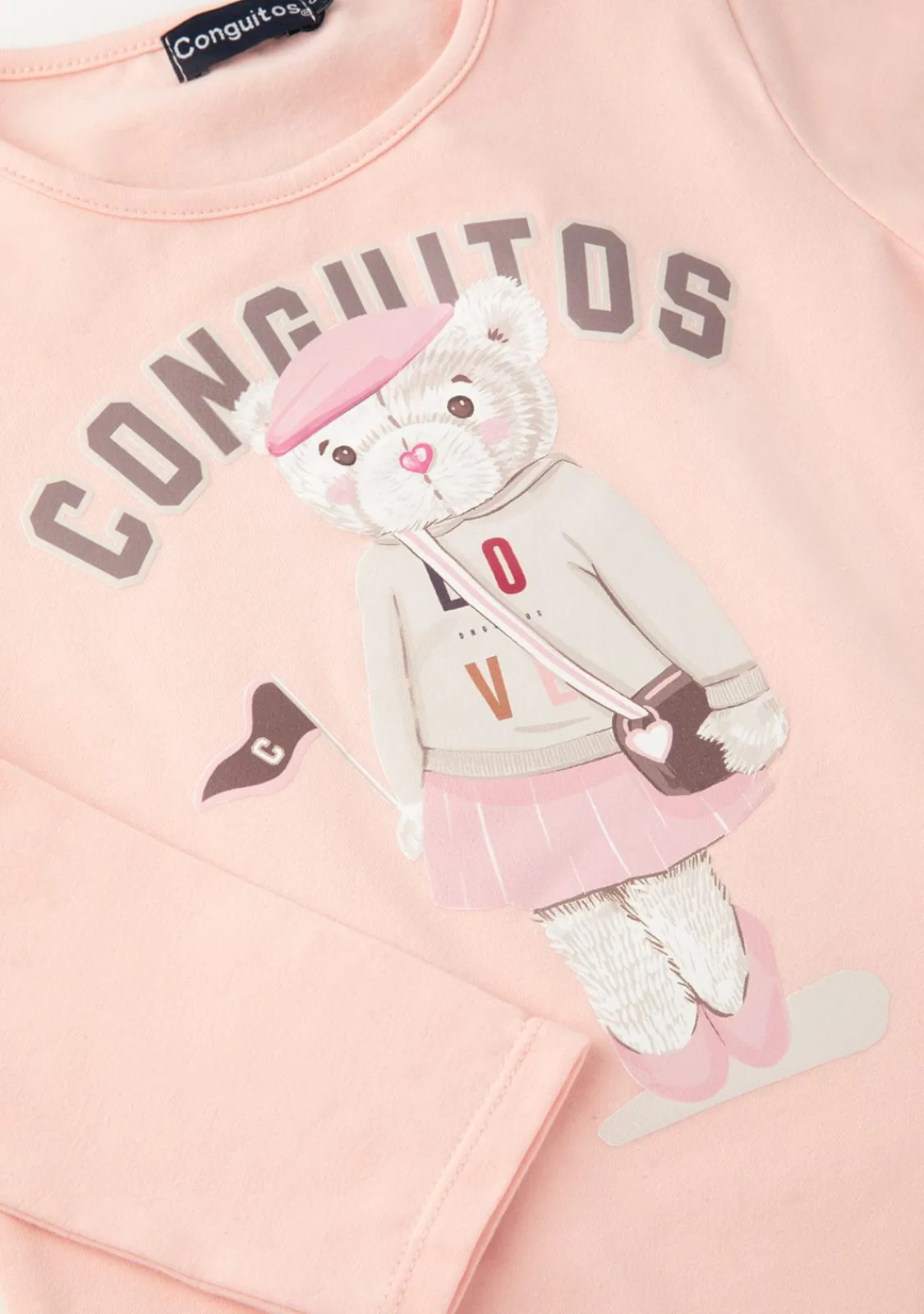 Conguitos Camiseta De Niña Osito University Rosa^ Camisetas|Camisetas Manga Larga
