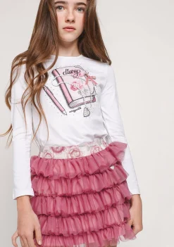 Conguitos Camiseta Niña Blanca Diario^ Camisetas|Camisetas Manga Larga
