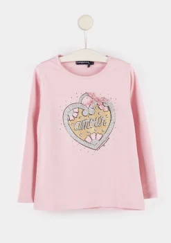 Conguitos Camiseta Niña Corazón Rosa^ Camisetas|Camisetas Manga Larga