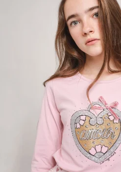 Conguitos Camiseta Niña Corazón Rosa^ Camisetas|Camisetas Manga Larga