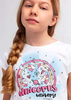 Conguitos Camiseta Niña Estampado Unicornio Solar Reactivo Blanco^ Camisetas
