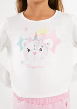 Conguitos Camiseta Osita Estrellas Blanco^ Camisetas|Camisetas Manga Larga