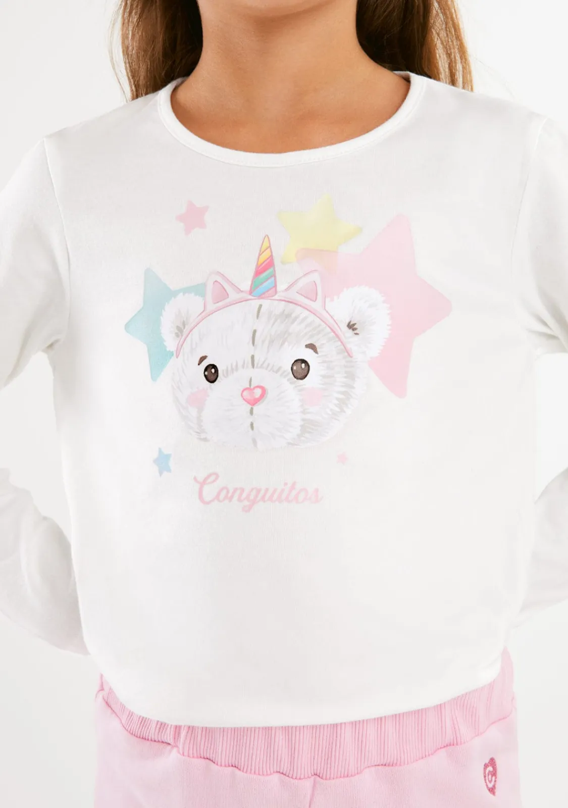 Conguitos Camiseta Osita Estrellas Blanco^ Camisetas|Camisetas Manga Larga