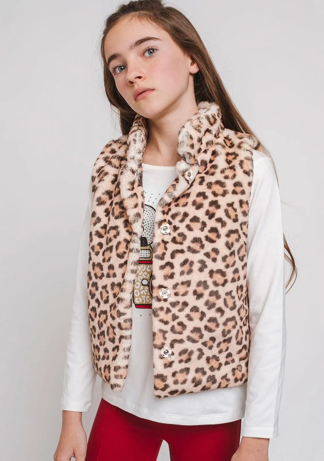 Conguitos Chaleco Pelo De Niña Leopardo^ Chaquetas
