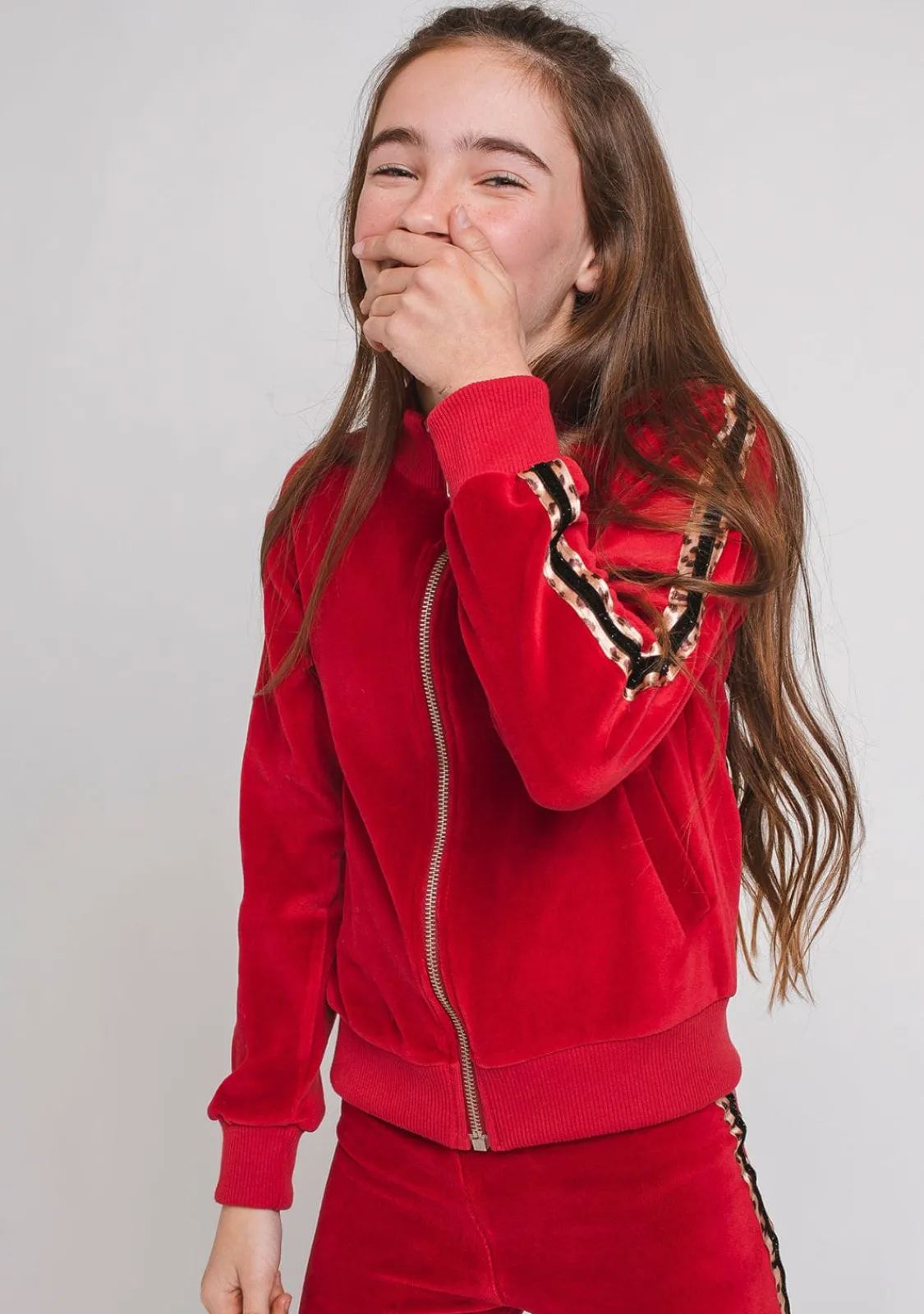 Conguitos Chaqueta De Chandal Terciopelo Roja^ Chaquetas|Sudaderas