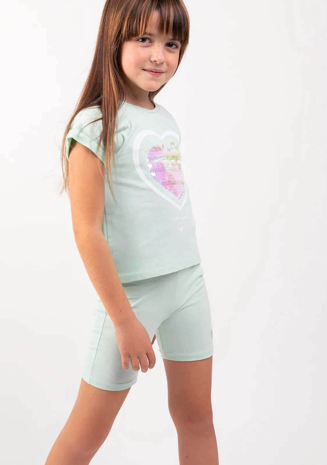 Conguitos Conjunto De Niña Corazón Menta^ Shorts|Camisetas