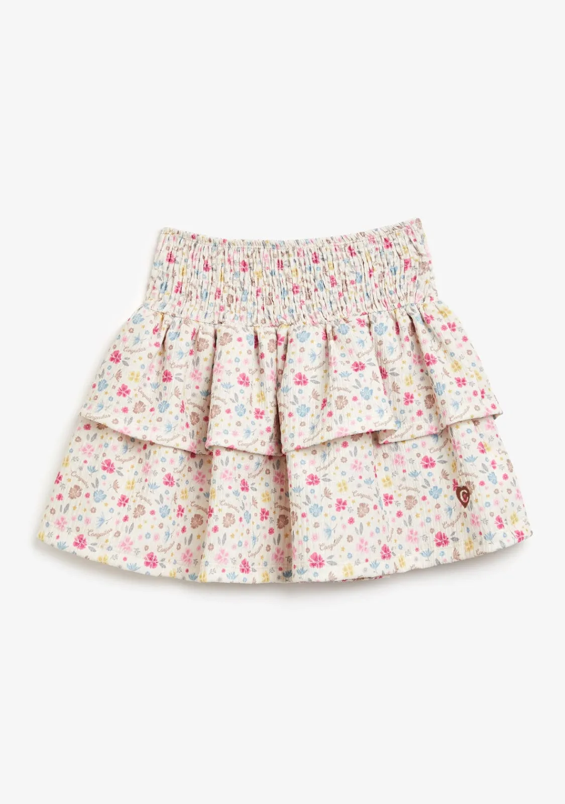 Conguitos Falda Volantes Flores Beige^ Faldas