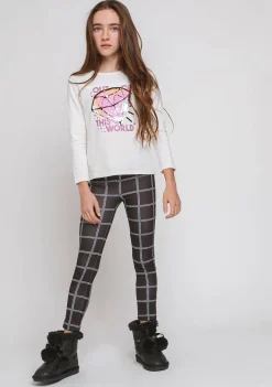 Conguitos Leggins De Niña Cuadros Negro^ Pantalones Y Leggins