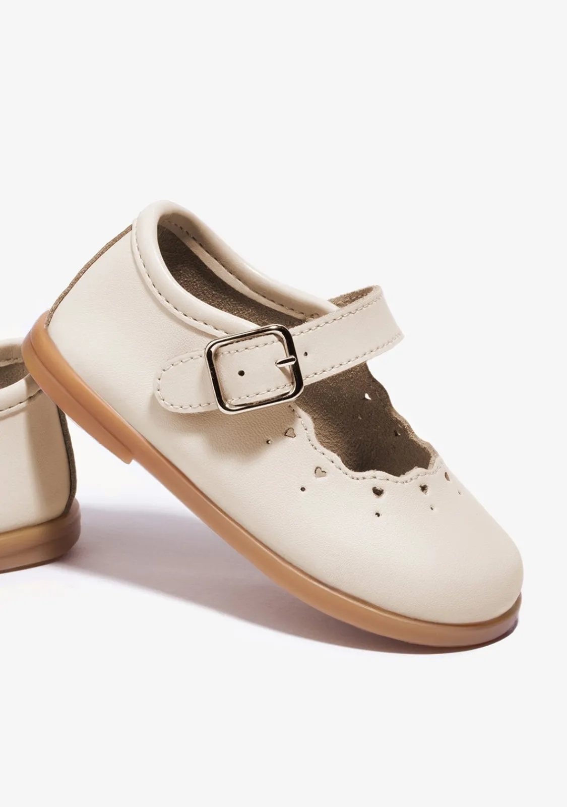 Conguitos Merceditas De Bebé Hebilla Beige^ Bailarinas|Zapatos De Ceremonia
